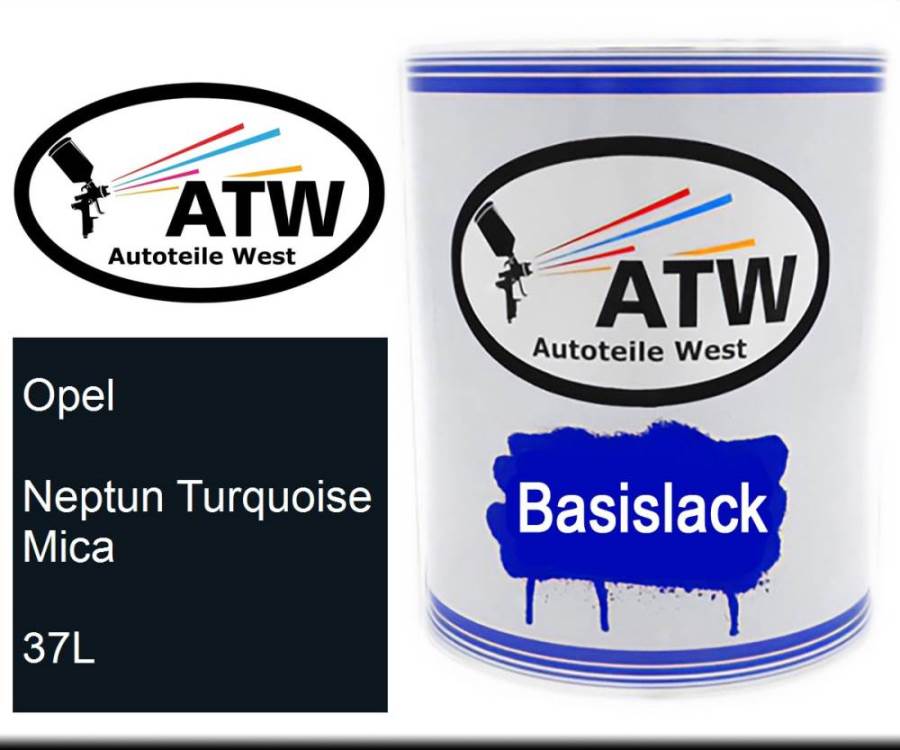 Opel, Neptun Turquoise Mica, 37L: 1L Lackdose, von ATW Autoteile West.